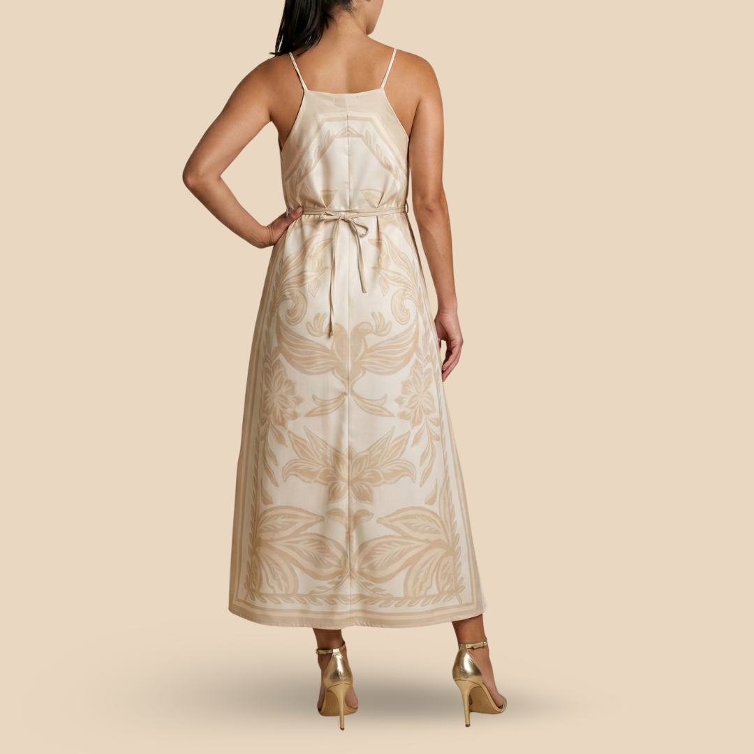 Vestido Halter Midi Tierra Dorada