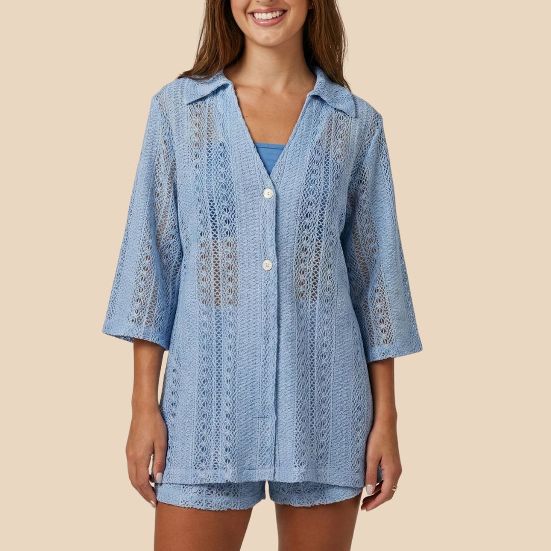 Camisa Celeste Tejida