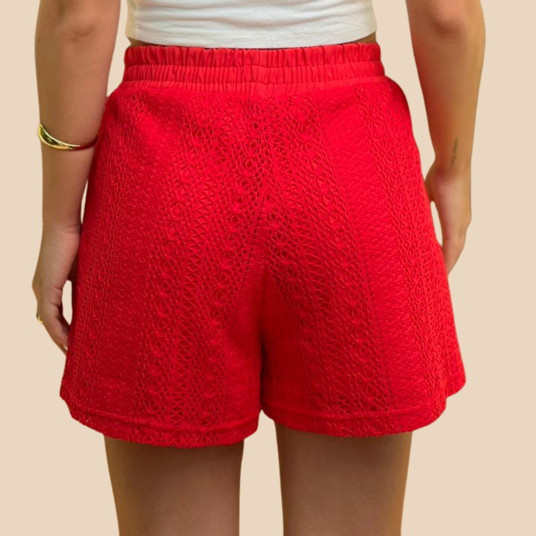 Short Rojo Tejido