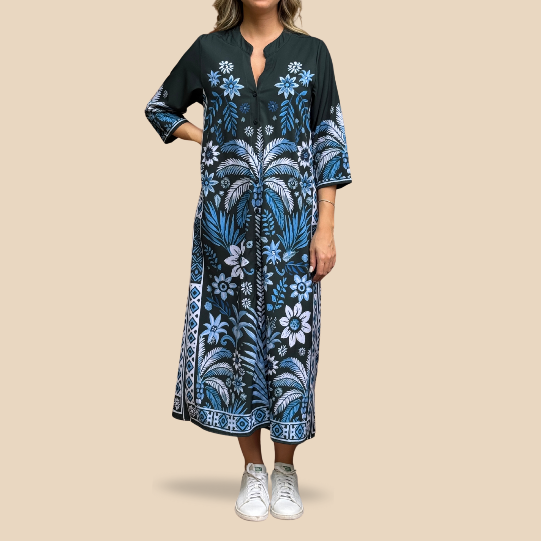 Vestido Camisero Gina Flora Celestial