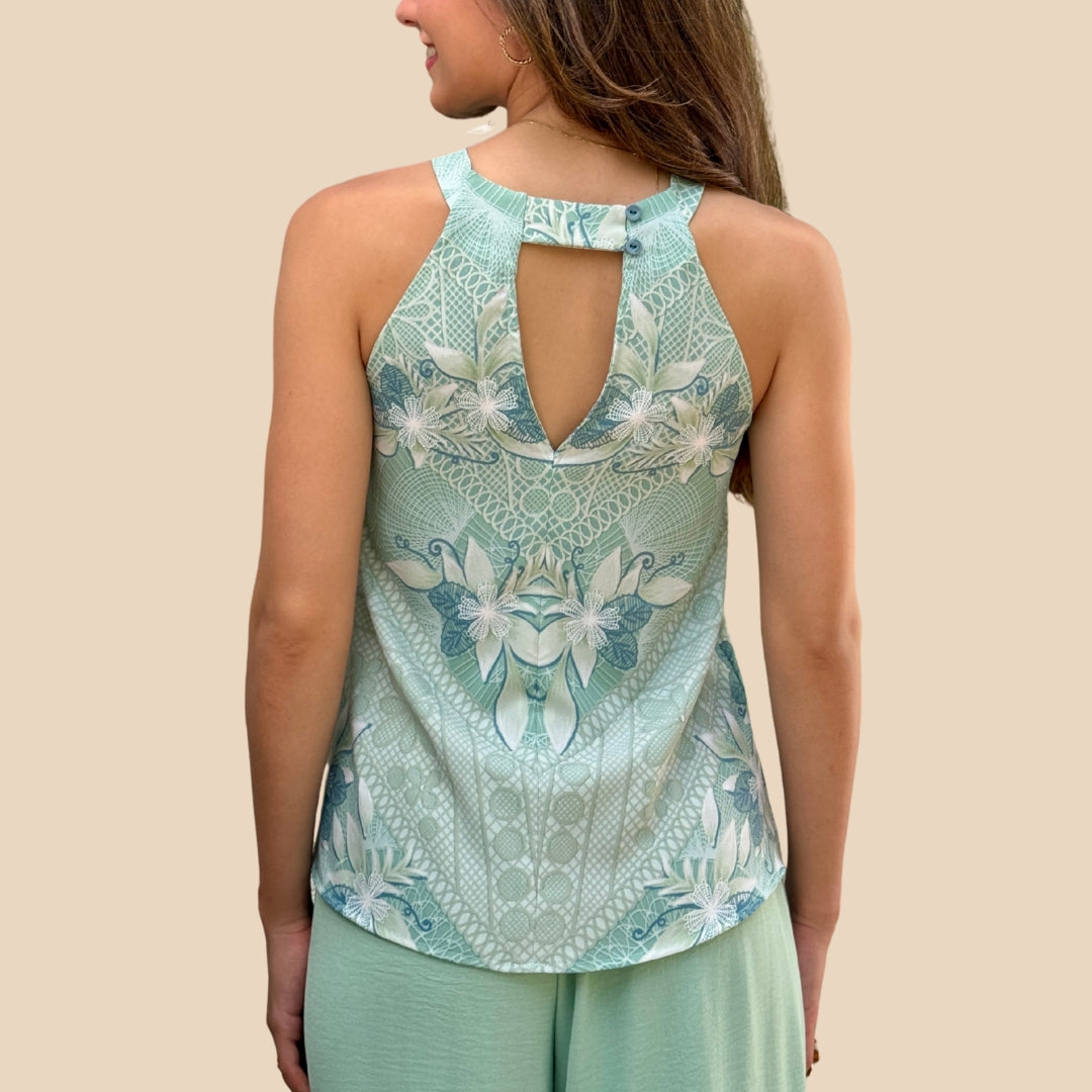 Blusa Halter Jardín Ñandutí
