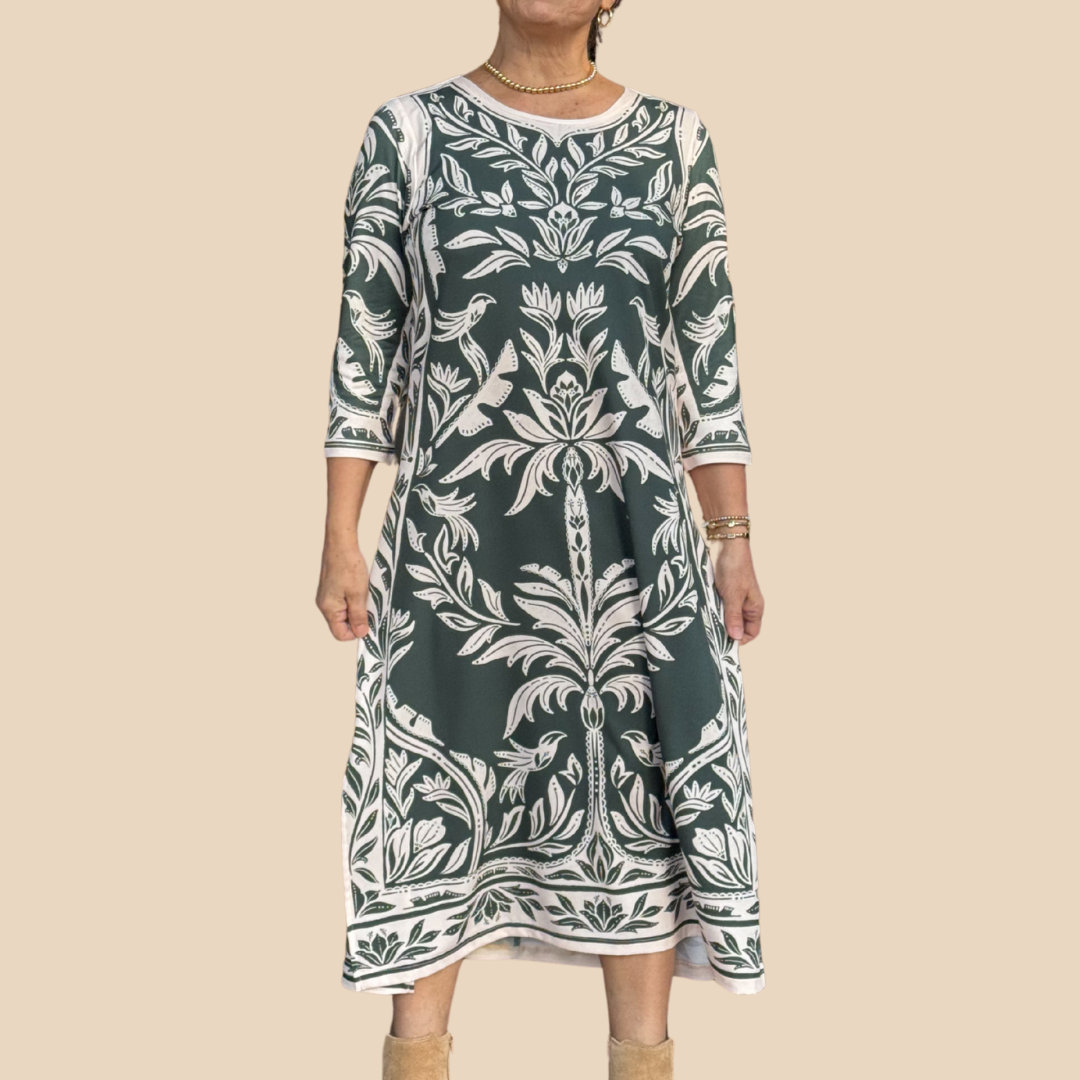 Vestido Midi 3/4 Bosque de Lino