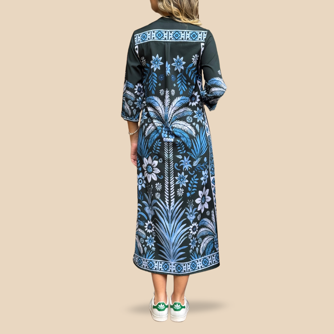 Vestido Camisero Gina Flora Celestial