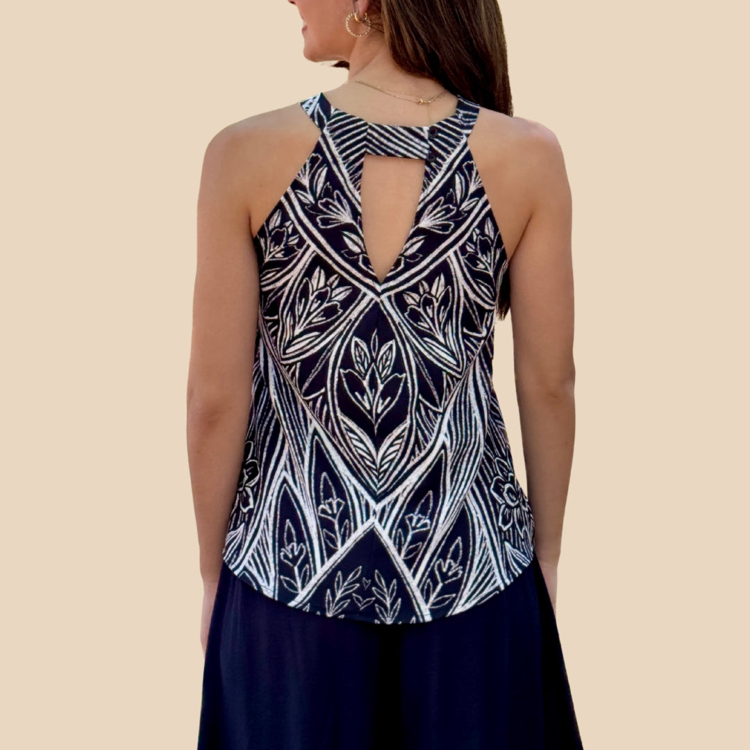 Blusa Halter Flor de Medianoche