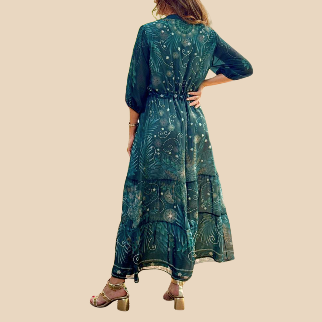 Vestido Coral Selva Bordada