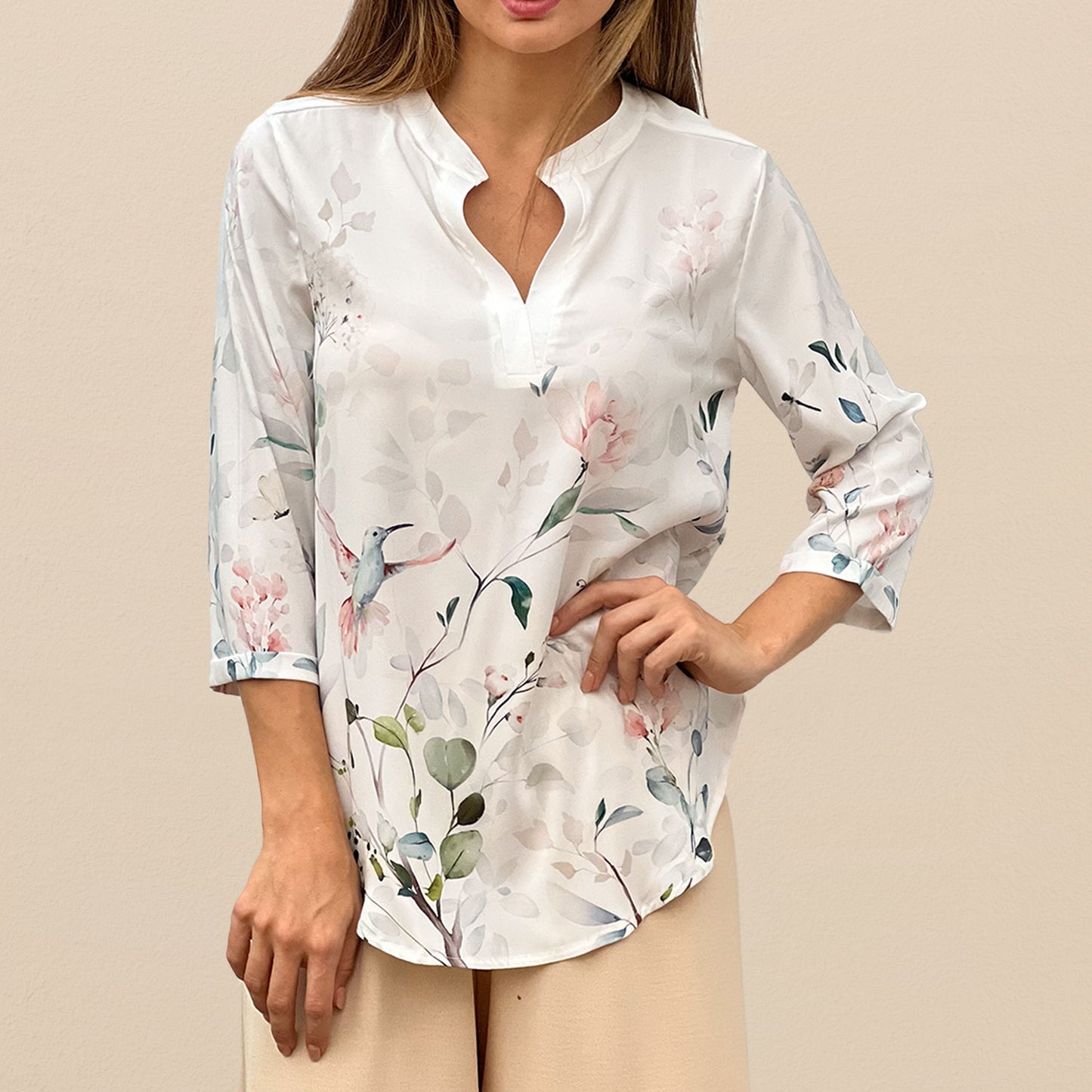 Camisa Bohemia Colibrí Floral