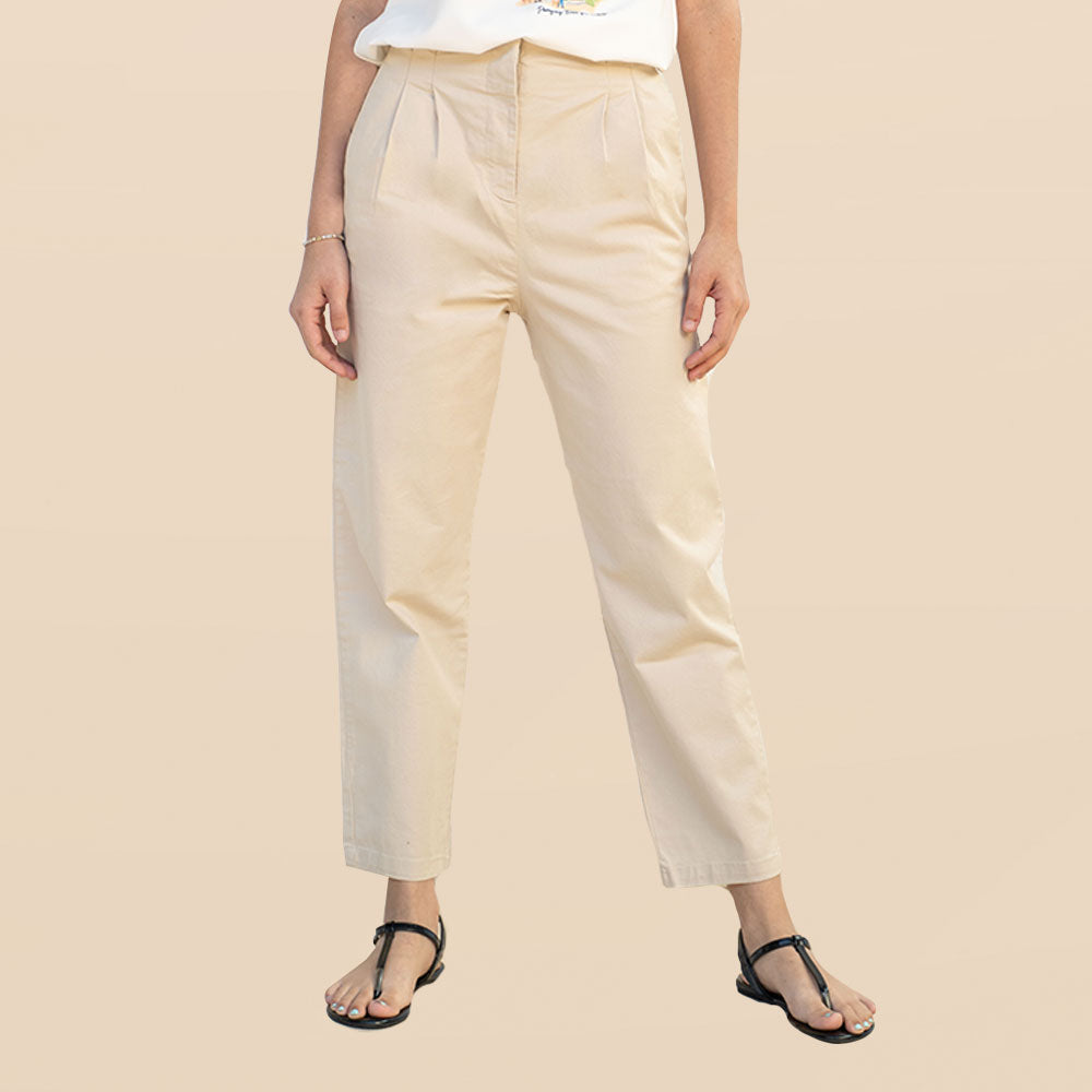 Pantalón Sin Cinto Beige