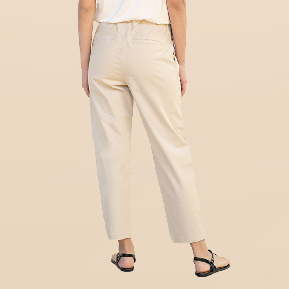 Pantalón Sin Cinto Beige
