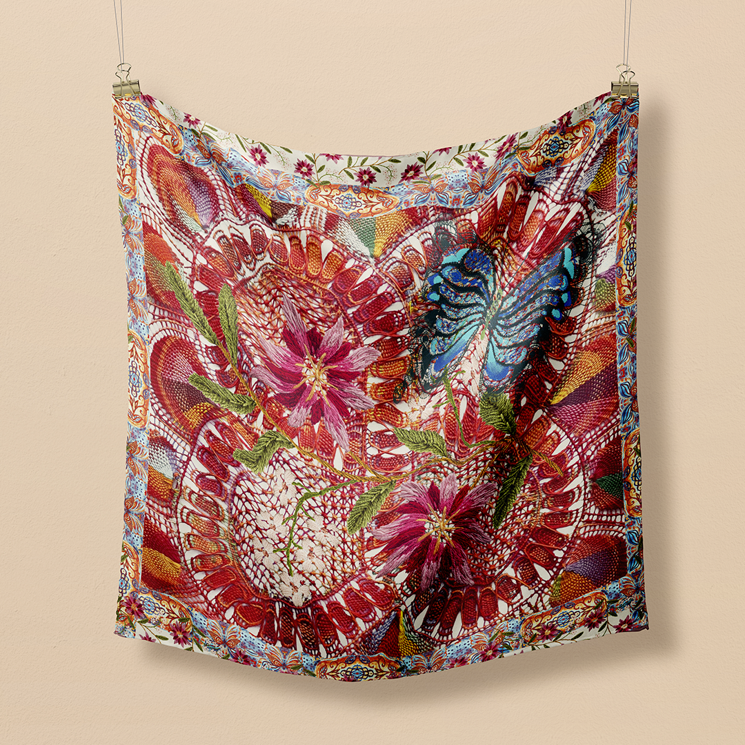 Pañuelo Ñandutí Con Flores