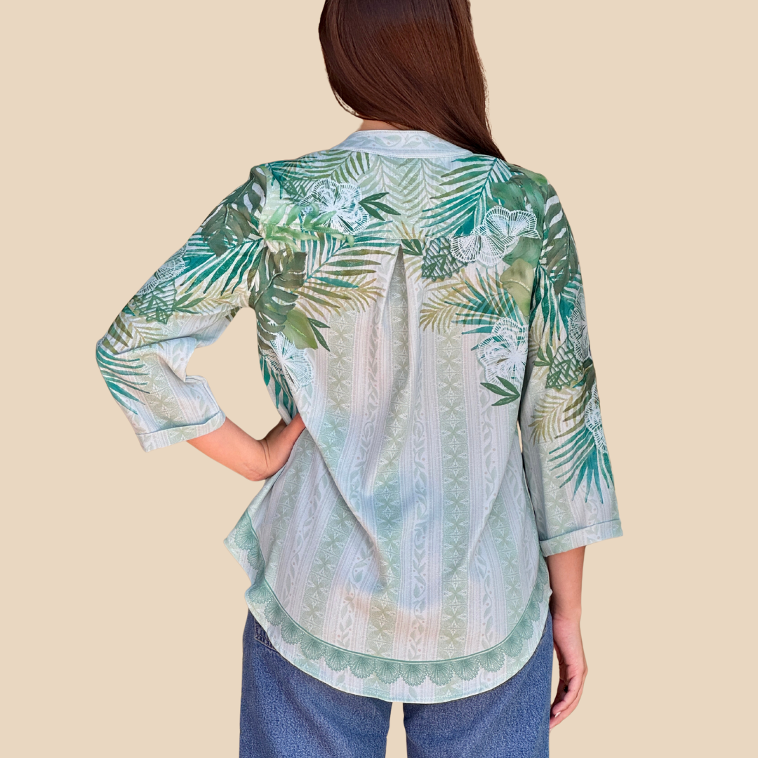 Camisa Bohemia Verde Ñanduti