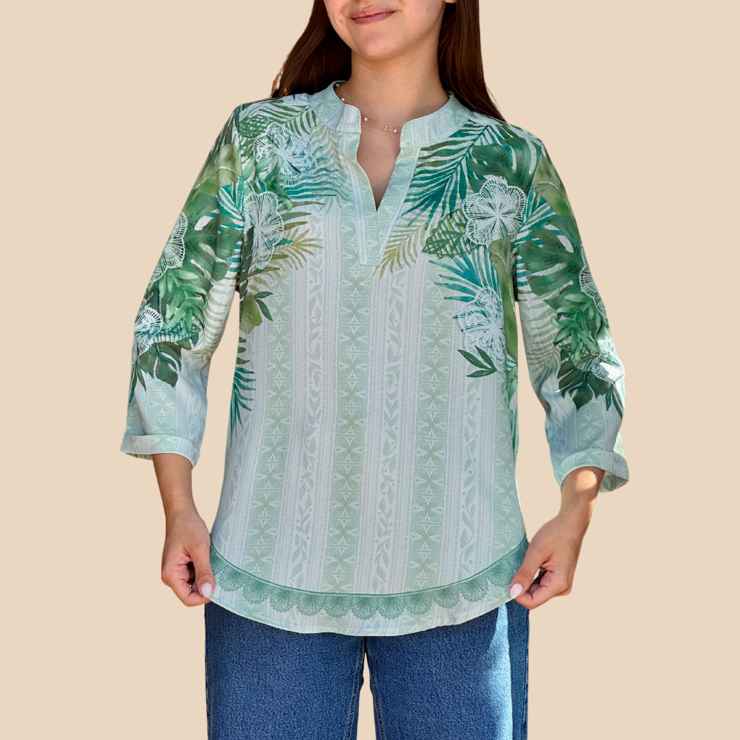 Camisa Bohemia Verde Ñanduti