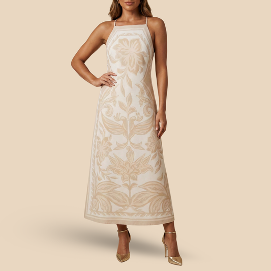 Vestido Halter Midi Tierra Dorada