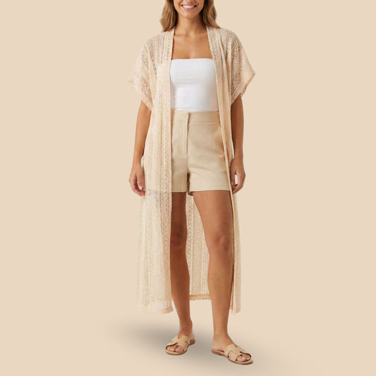 Kimono Largo Salmón Claro Tejido