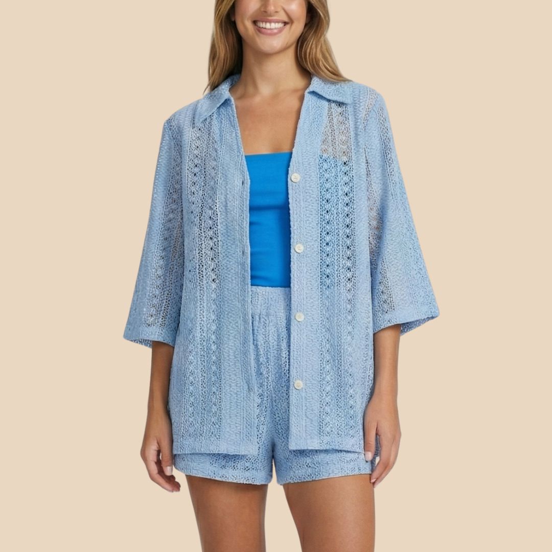 Camisa Celeste Tejida