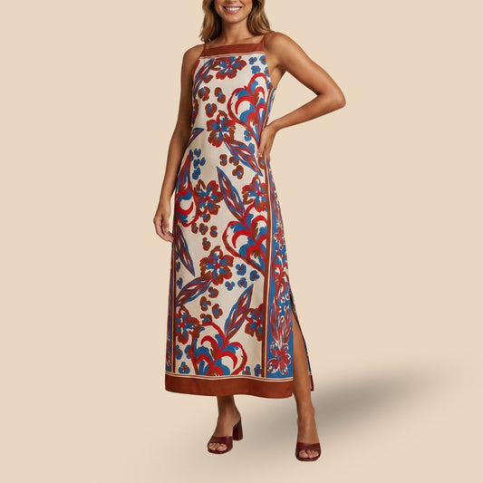Vestido Halter Midi Jardín de Terracota