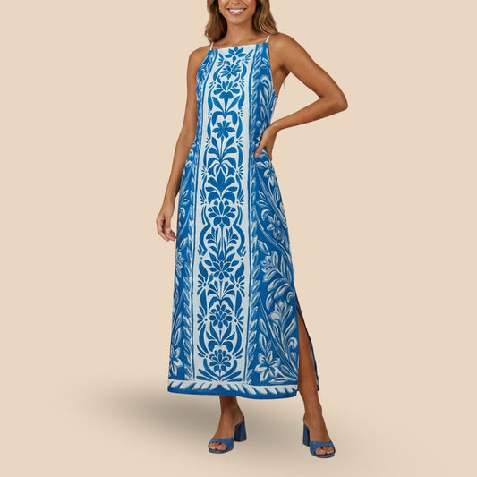 Vestido Halter Midi Agua Marina Noble