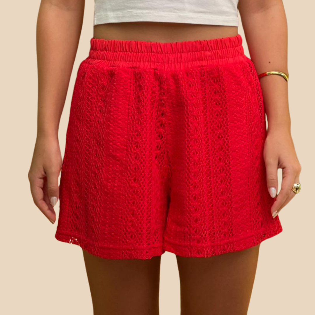 Short Rojo Tejido