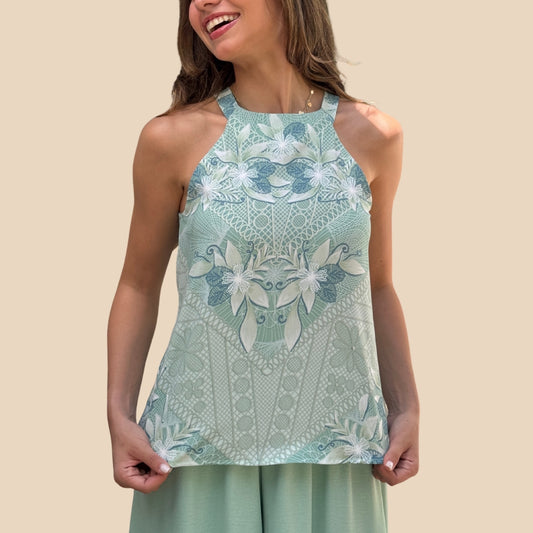 Blusa Halter Jardín Ñandutí