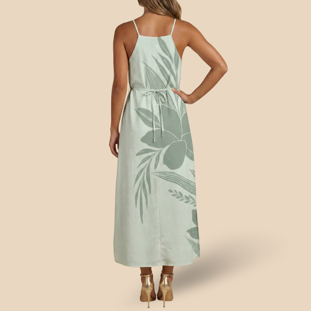 Vestido Halter Midi Petalo de Mar