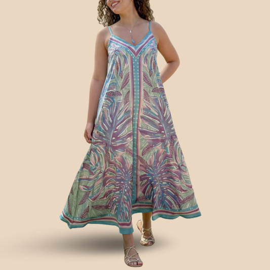 Vestido Violeta Acuarela Tropical