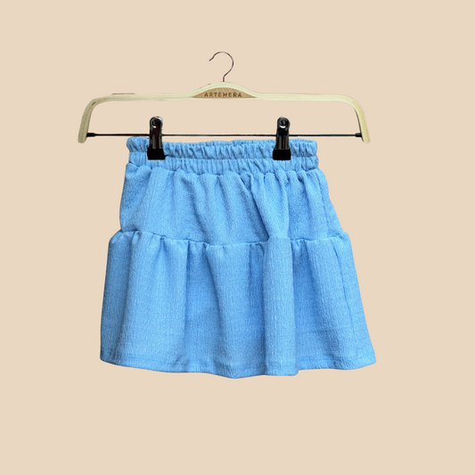 Short Pollera Flor Celeste