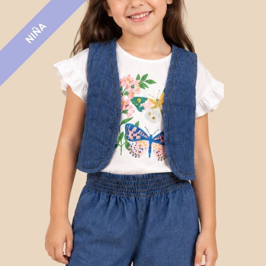 Chaleco Flor Azul