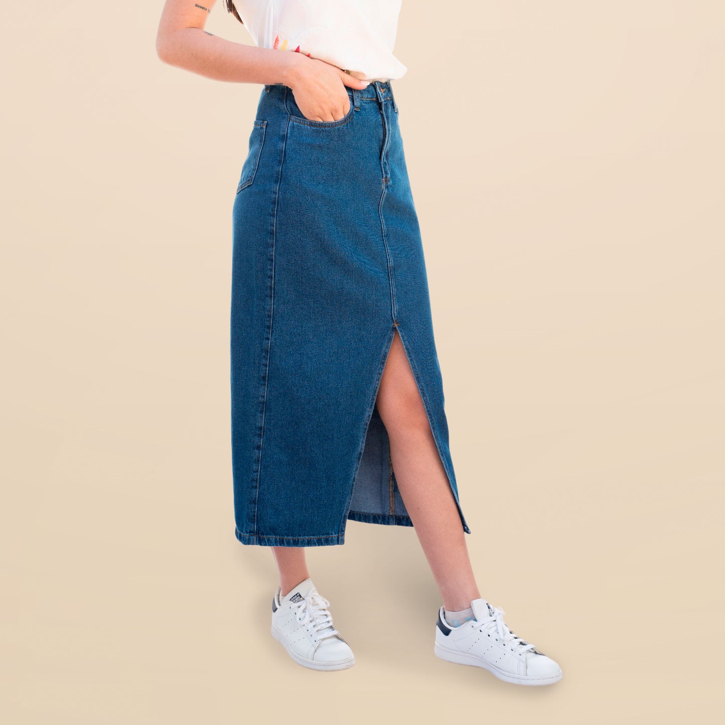 Falda Midi Azul