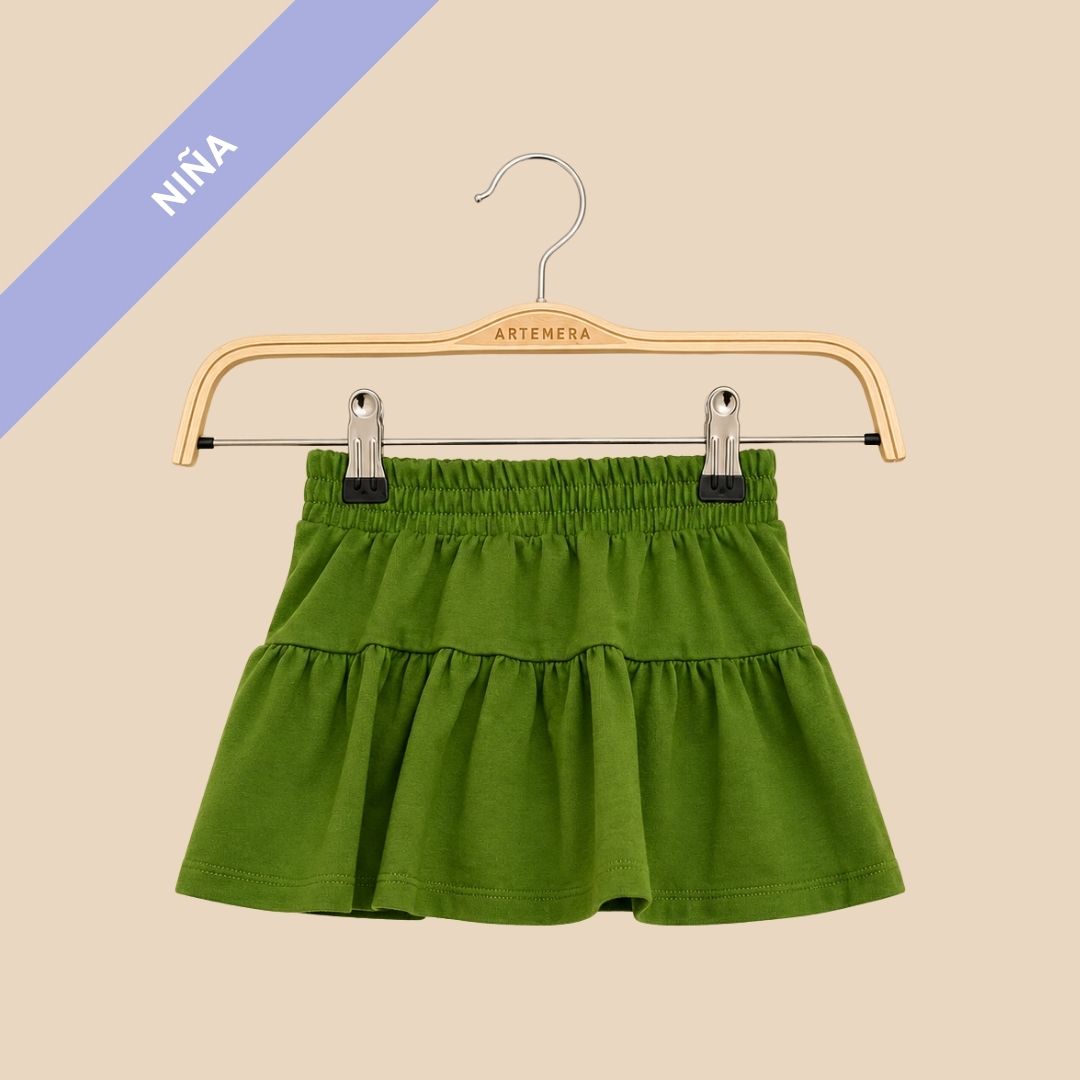 Short Pollera Flor Verde